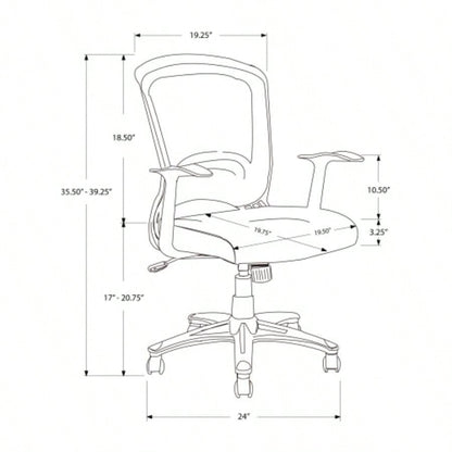 Office Chair, Adjustable Height, Swivel, Ergonomic, Armrests, Computer Desk, Work, Black Mesh, Black Metal, Contemporary, Modern