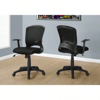 Office Chair, Adjustable Height, Swivel, Ergonomic, Armrests, Computer Desk, Work, Black Mesh, Black Metal, Contemporary, Modern
