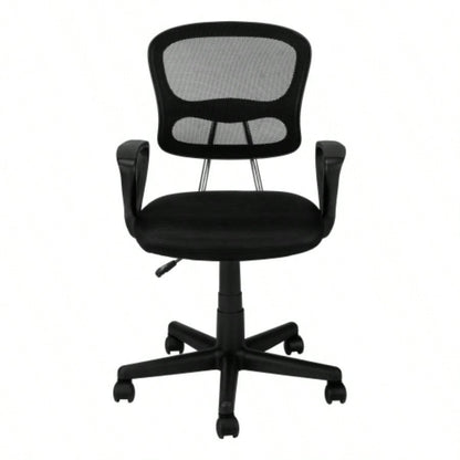 Office Chair, Adjustable Height, Swivel, Ergonomic, Armrests, Computer Desk, Work, Juvenile, Black Mesh, Black Metal, Contemporary, Modern