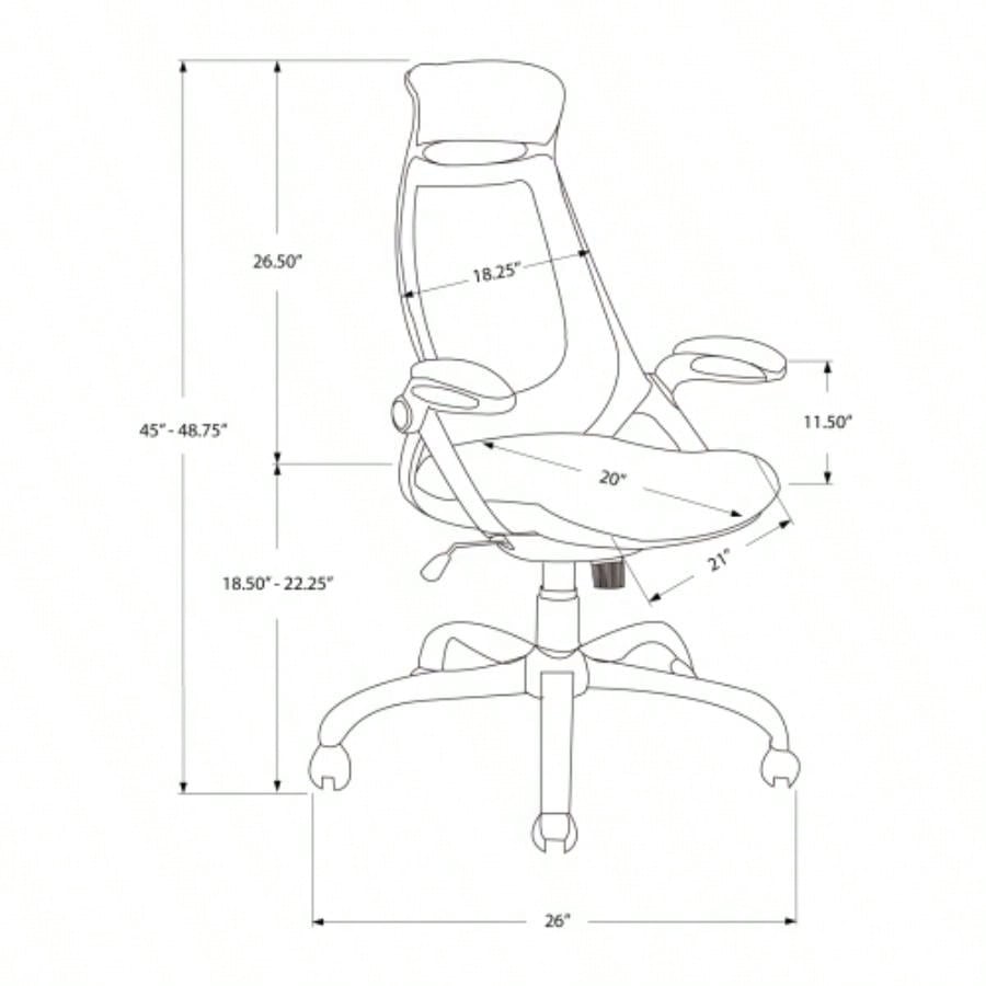 Office Chair, Adjustable Height, Swivel, Ergonomic, Armrests, Computer Desk, Work, Black Mesh, Metal, Contemporary, Modern