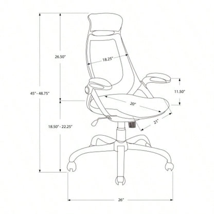 Office Chair, Adjustable Height, Swivel, Ergonomic, Armrests, Computer Desk, Work, Black Mesh, Metal, Contemporary, Modern