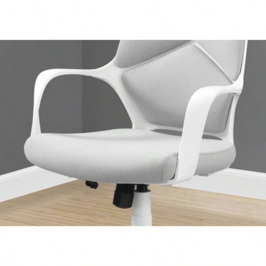Office Chair, Adjustable Height, Swivel, Ergonomic, Armrests, Computer Desk, Work, Mesh, White Metal, Contemporary, Modern