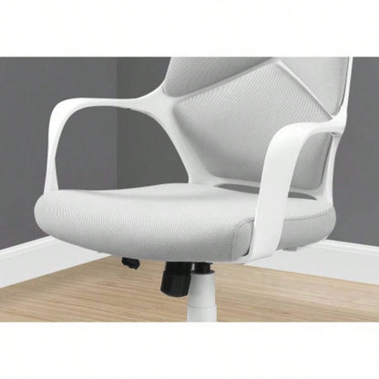 Office Chair, Adjustable Height, Swivel, Ergonomic, Armrests, Computer Desk, Work, Mesh, White Metal, Contemporary, Modern