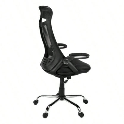 Office Chair, Adjustable Height, Swivel, Ergonomic, Armrests, Computer Desk, Work, Black Mesh, Metal, Contemporary, Modern