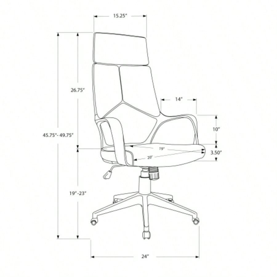 Office Chair, Adjustable Height, Swivel, Ergonomic, Armrests, Computer Desk, Work, Mesh, White Metal, Contemporary, Modern