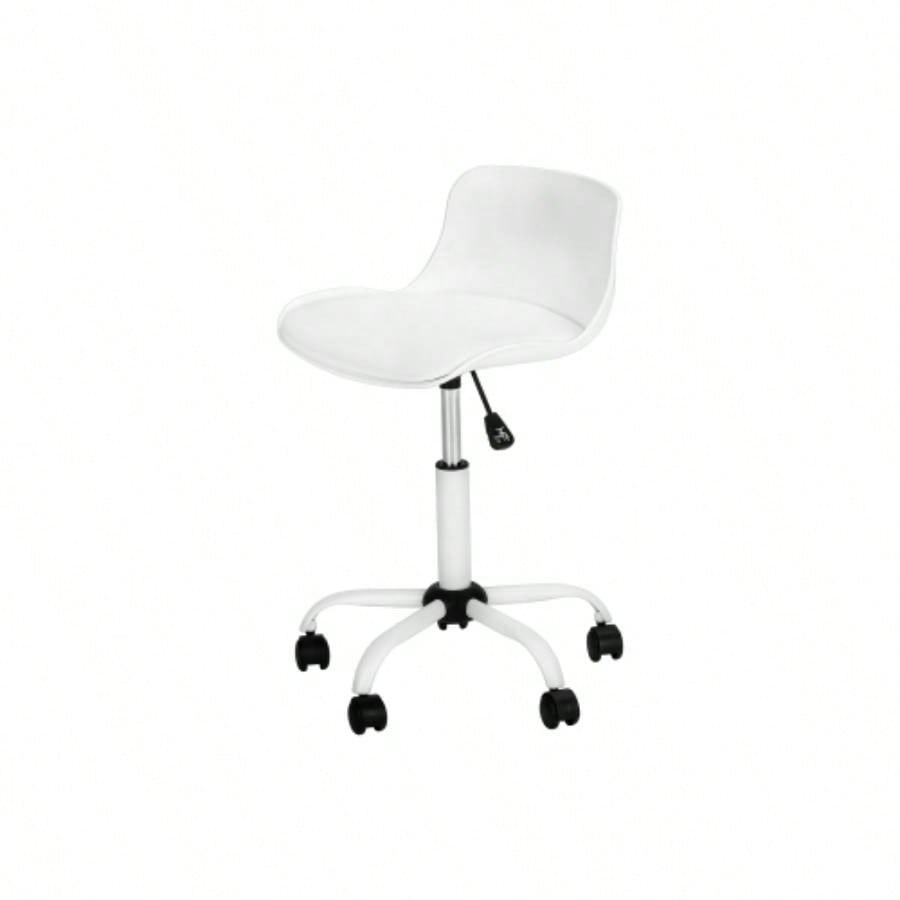 Office Chair, Adjustable Height, Swivel, Ergonomic, Computer Desk, Work, Juvenile, White Leather Look, White Metal, Contemporary, Modern