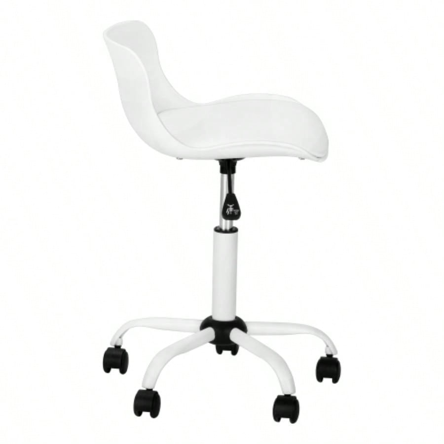 Office Chair, Adjustable Height, Swivel, Ergonomic, Computer Desk, Work, Juvenile, White Leather Look, White Metal, Contemporary, Modern