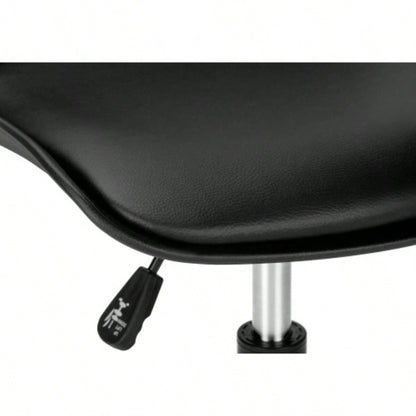 Office Chair, Adjustable Height, Swivel, Ergonomic, Computer Desk, Work, Juvenile, Black Leather Look, White Metal, Contemporary, Modern