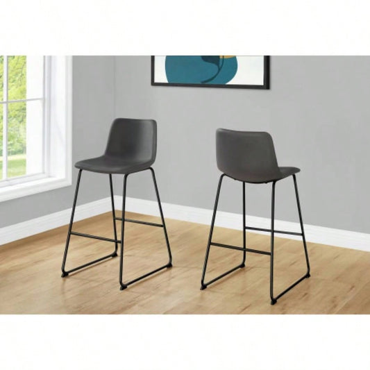 Office Chair, Bar Height, Standing, Computer Desk, Work, Leather Look, Black Metal, Contemporary, Modern