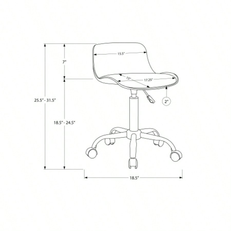 Office Chair, Adjustable Height, Swivel, Ergonomic, Computer Desk, Work, Juvenile, Leather Look, Metal, Contemporary, Modern