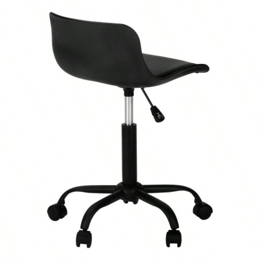 Office Chair, Adjustable Height, Swivel, Ergonomic, Computer Desk, Work, Juvenile, Black Leather Look, White Metal, Contemporary, Modern