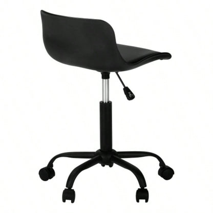Office Chair, Adjustable Height, Swivel, Ergonomic, Computer Desk, Work, Juvenile, Black Leather Look, White Metal, Contemporary, Modern