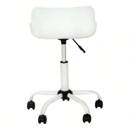 Office Chair, Adjustable Height, Swivel, Ergonomic, Computer Desk, Work, Juvenile, White Leather Look, White Metal, Contemporary, Modern
