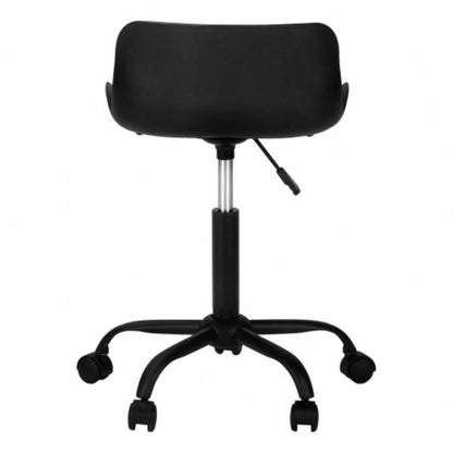 Office Chair, Adjustable Height, Swivel, Ergonomic, Computer Desk, Work, Juvenile, Black Leather Look, White Metal, Contemporary, Modern