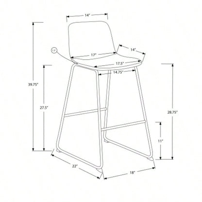 Office Chair, Bar Height, Standing, Computer Desk, Work, Leather Look, Black Metal, Contemporary, Modern