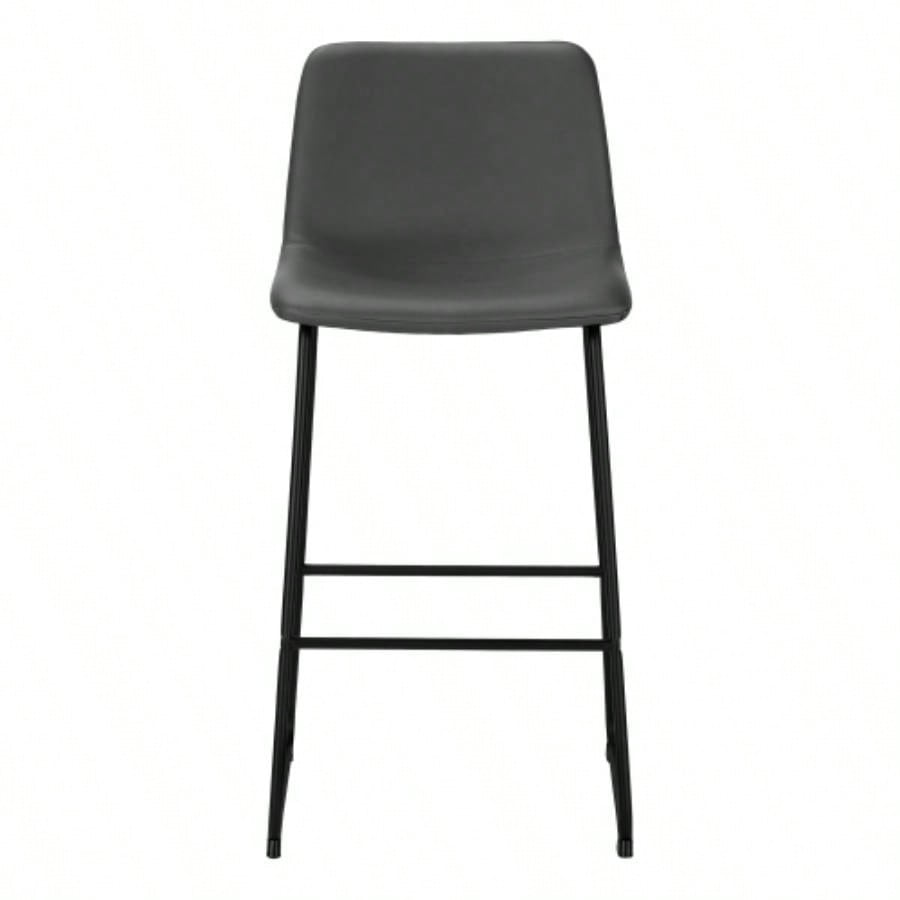 Office Chair, Bar Height, Standing, Computer Desk, Work, Leather Look, Black Metal, Contemporary, Modern