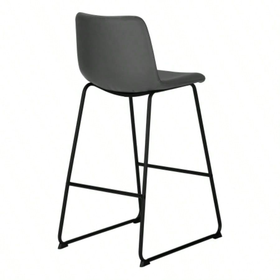 Office Chair, Bar Height, Standing, Computer Desk, Work, Leather Look, Black Metal, Contemporary, Modern