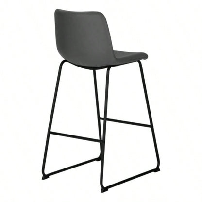 Office Chair, Bar Height, Standing, Computer Desk, Work, Leather Look, Black Metal, Contemporary, Modern