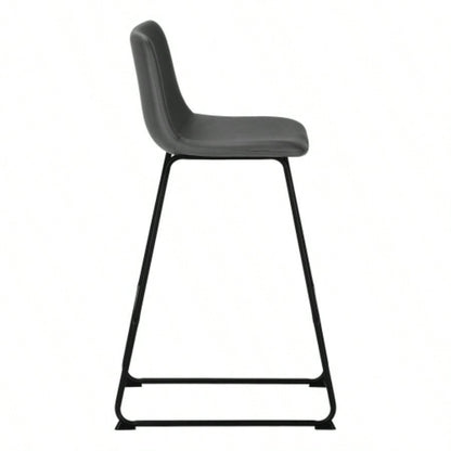 Office Chair, Bar Height, Standing, Computer Desk, Work, Leather Look, Black Metal, Contemporary, Modern