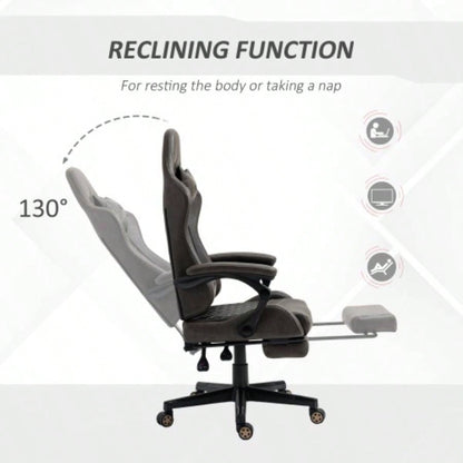 Vinsetto Racing Gaming Chair PU Leather Office Gamer Chair High Back Swivel Recliner with Footrest, Lumbar Support, Adjustable Height, Brown