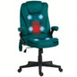 HOMCOM 6 Point Vibrating Massage Office Chair with Heat, Velvet High Back Executive Office Chair with Reclining Backrest, Padded Armrests and Remote, Dark Green