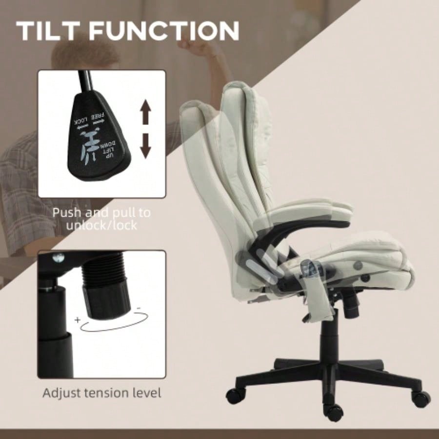 HOMCOM 6 Point Vibrating Massage Office Chair with Heat, Velvet High Back Executive Office Chair with Reclining Backrest, Padded Armrests and Remote, Dark Green