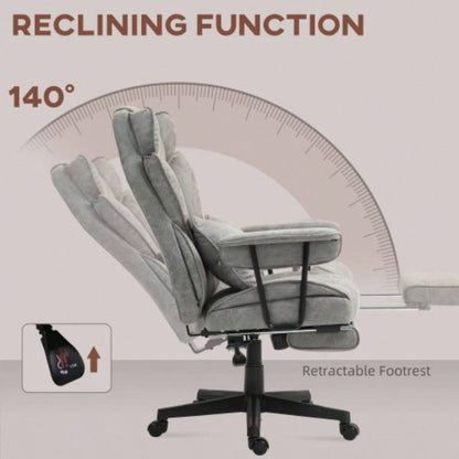 HOMCOM Executive Office Chair, 400LBS Big and Tall Office Chair with Foot Rest, Microfiber Computer Desk Chair with Lumbar Support, Reclining Function and Wide, Gray