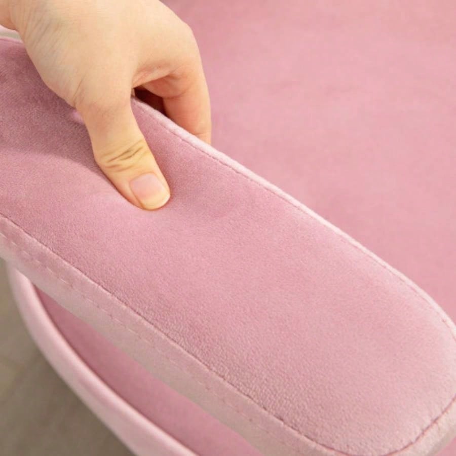 HOMCOM Cute Home Office Chair, Computer Desk Chair with Button Tufted Velvet - Feel Fabric, Swivel Vanity Chair, Pink
