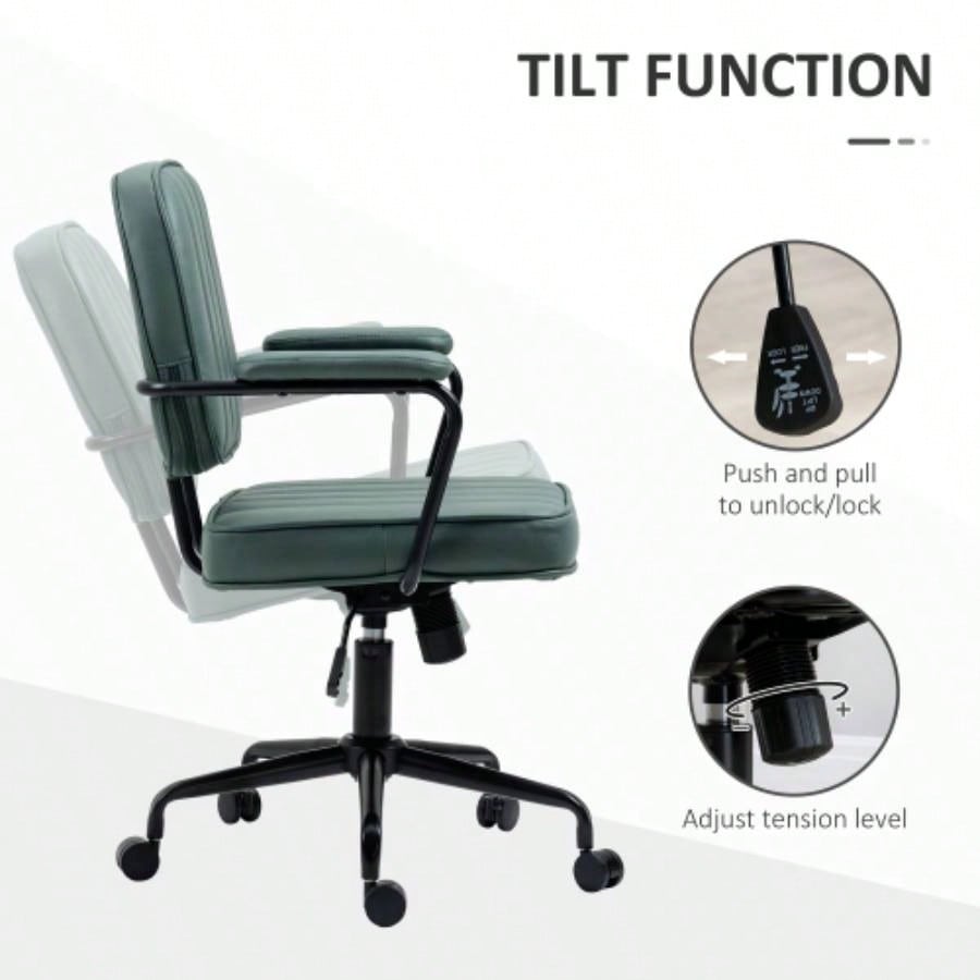 Vinsetto Home Office Chair with Adjustable Height and Tilt, Green