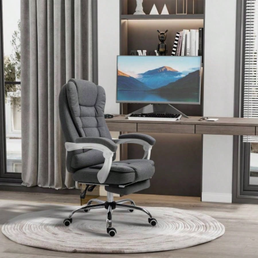Vinsetto Executive Office Chair with Footrest, Linen - Fabric Computer Chair