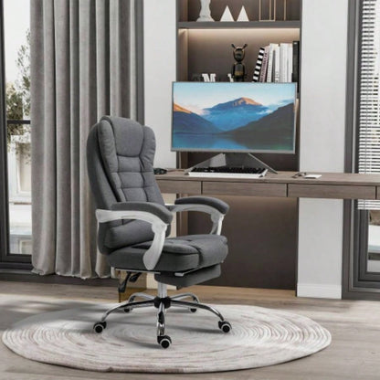 Vinsetto Executive Office Chair with Footrest, Linen - Fabric Computer Chair