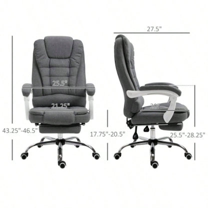 Vinsetto Executive Office Chair with Footrest, Linen - Fabric Computer Chair