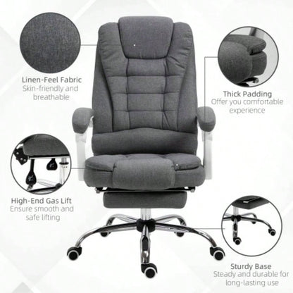 Vinsetto Executive Office Chair with Footrest, Linen - Fabric Computer Chair
