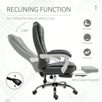 Vinsetto Executive Office Chair with Footrest, Linen - Fabric Computer Chair
