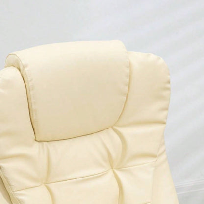 HOMCOM High Back Vibration Massage Office Chair with 6 Vibration Points, Heated Reclining PU Leather Computer Chair with Armrest and Remote, Beige