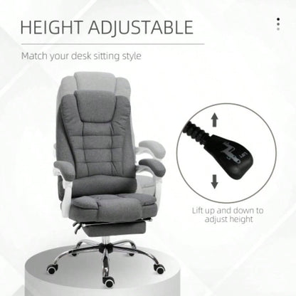 Vinsetto Executive Office Chair with Footrest, Linen - Fabric Computer Chair