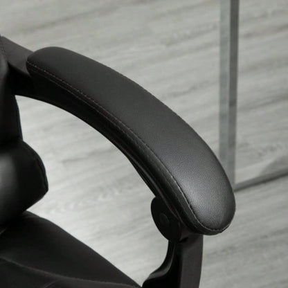 HOMCOM High Back Ergonomic Executive Office Chair, PU Leather Computer Chair with Retractable Footrest, Lumbar Support, Padded Headrest and Armrest, Black