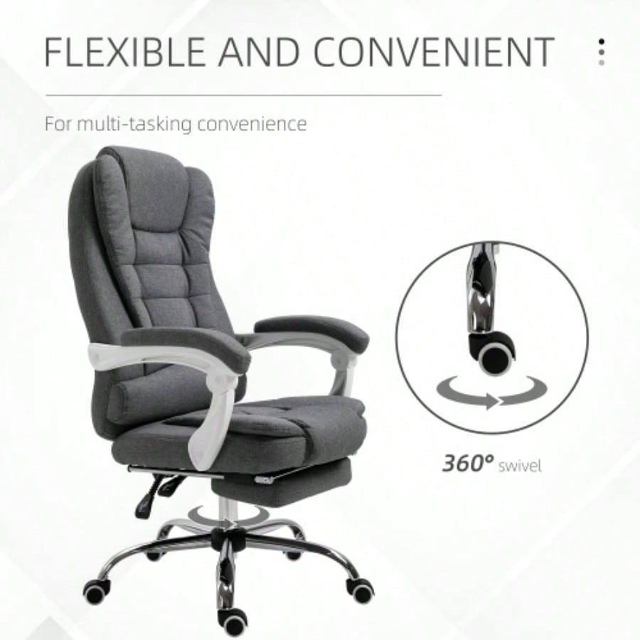 Vinsetto Executive Office Chair with Footrest, Linen - Fabric Computer Chair