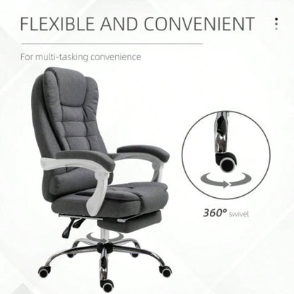 Vinsetto Executive Office Chair with Footrest, Linen - Fabric Computer Chair