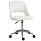 Vinsetto Modern Mid Back Office Chair with Velvet Fabric, Swivel Computer Armless Desk Chair with Hollow Back Design Home Office, White