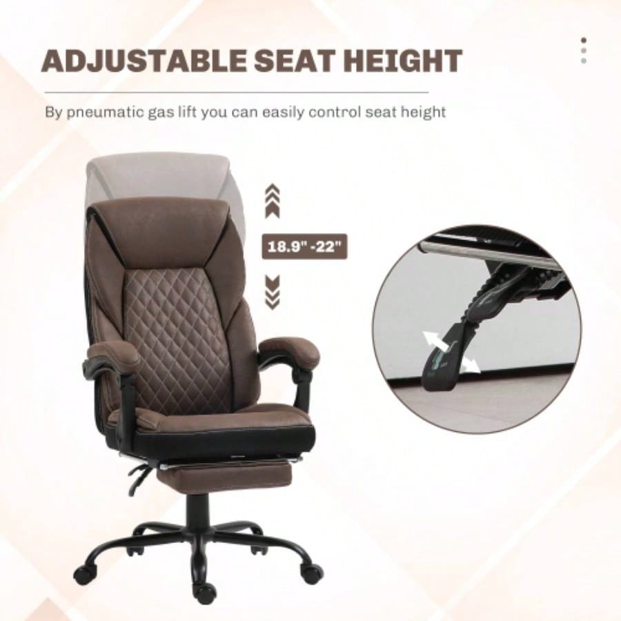 HOMCOM Executive Office Chair with Foot Rest, Big and Tall Ergonomic Desk Chair, Reclining Swivel Chair with High Back and Adjustable Height, Dark Brown