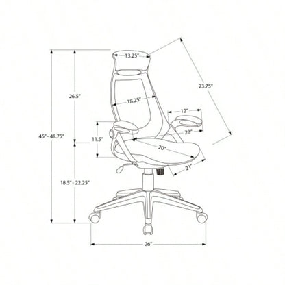 Office Chair, Adjustable Height, Swivel, Ergonomic, Armrests, Computer Desk, Work, Black Leather Look, Black Metal, Contemporary, Modern