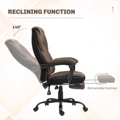 HOMCOM Executive Office Chair with Foot Rest, Big and Tall Ergonomic Desk Chair, Reclining Swivel Chair with High Back and Adjustable Height, Dark Brown