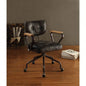 Hallie Vintage Black Top Grain Leather Office Chair