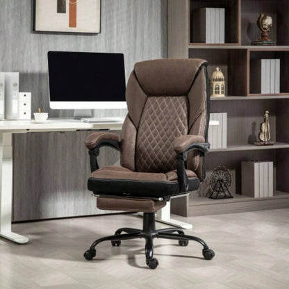 HOMCOM Executive Office Chair with Foot Rest, Big and Tall Ergonomic Desk Chair, Reclining Swivel Chair with High Back and Adjustable Height, Dark Brown