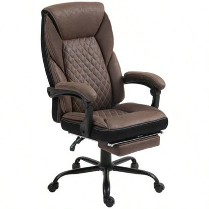 HOMCOM Executive Office Chair with Foot Rest, Big and Tall Ergonomic Desk Chair, Reclining Swivel Chair with High Back and Adjustable Height, Dark Brown