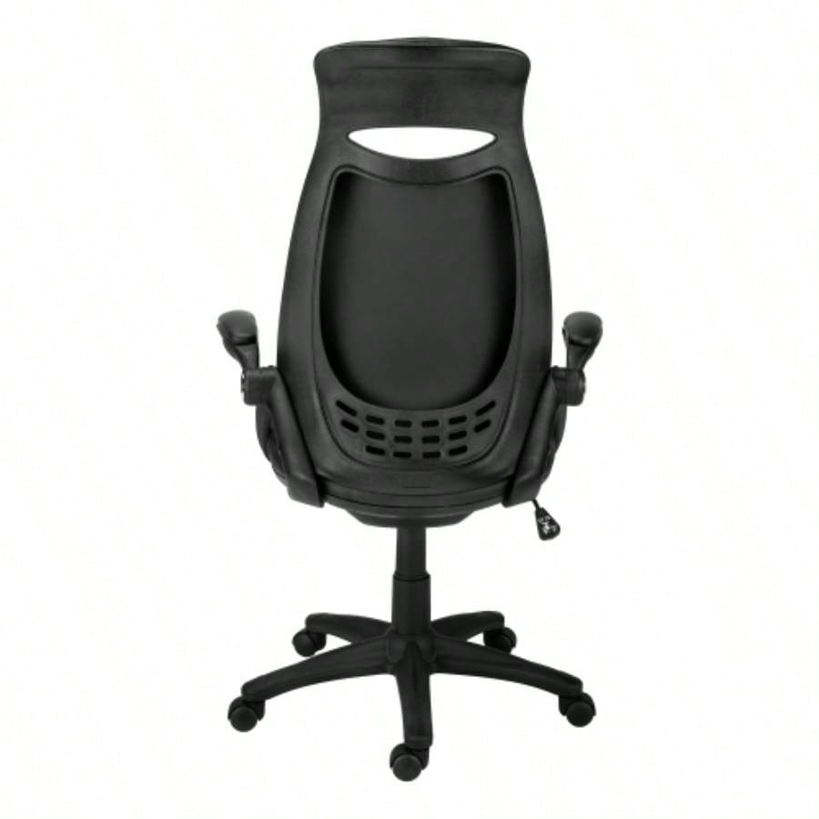 Office Chair, Adjustable Height, Swivel, Ergonomic, Armrests, Computer Desk, Work, Black Leather Look, Black Metal, Contemporary, Modern