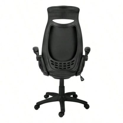 Office Chair, Adjustable Height, Swivel, Ergonomic, Armrests, Computer Desk, Work, Black Leather Look, Black Metal, Contemporary, Modern