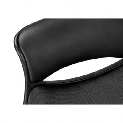 Office Chair, Adjustable Height, Swivel, Ergonomic, Armrests, Computer Desk, Work, Black Leather Look, Black Metal, Contemporary, Modern