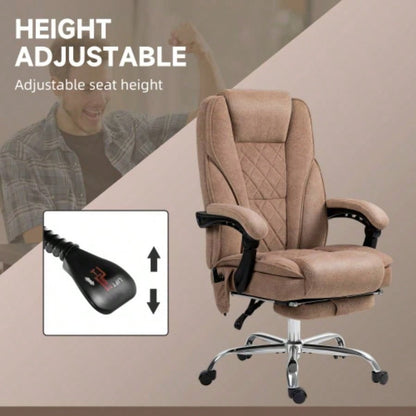 Vinsetto Massage Office Chair with Foot Rest, Executive Office Chair with 6 Vibration Point and Heat, Reclining Computer Chair, Swivel Desk Chair, Adjustable Height, Brown